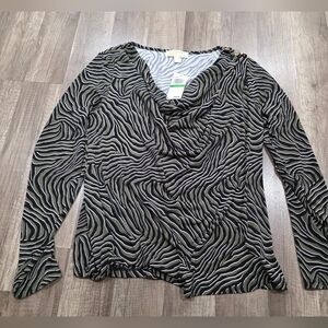 Nwt MICHAEL KORS animal Print Cowl Neck Blouse Long Sleeve Tunic Classy Preppy
